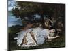 Ladies on a River Bank-Gustave Courbet-Mounted Giclee Print