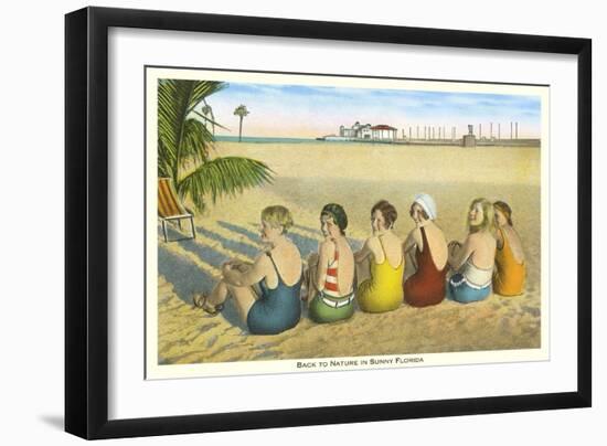 Ladies on Beach, Florida-null-Framed Art Print