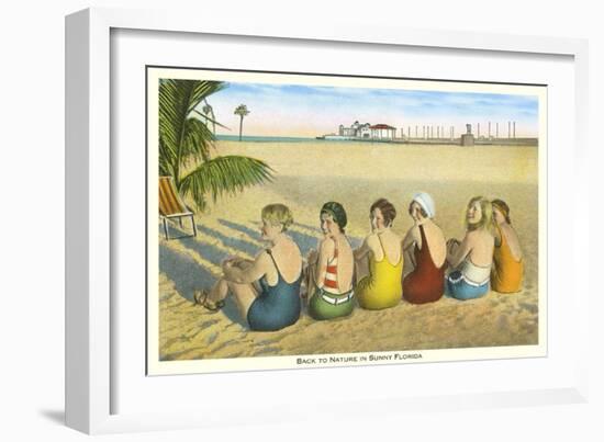 Ladies on Beach, Florida-null-Framed Art Print