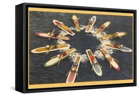 Ladies on Surfboards, Radial Pattern-null-Framed Stretched Canvas