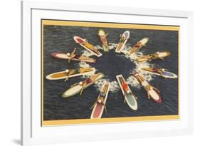 Ladies on Surfboards, Radial Pattern-null-Framed Premium Giclee Print