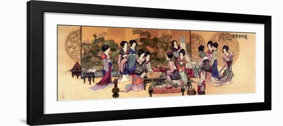 Ladies Playing Game-null-Framed Art Print