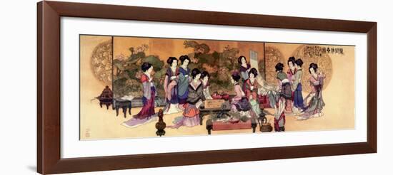 Ladies Playing Game-null-Framed Art Print