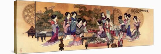 Ladies Playing Game-null-Stretched Canvas