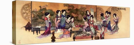 Ladies Playing Game-null-Stretched Canvas