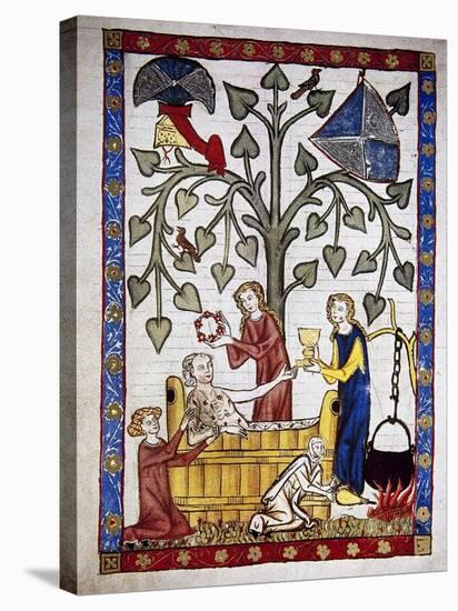 Ladies Preparing the Bath of Poet Jakob Von Warte. Codex Manesse (Ca.1300)-null-Stretched Canvas