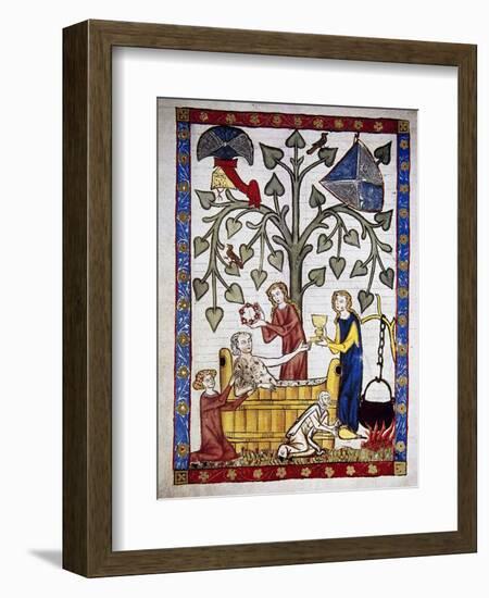 Ladies Preparing the Bath of Poet Jakob Von Warte. Codex Manesse (Ca.1300)-null-Framed Giclee Print