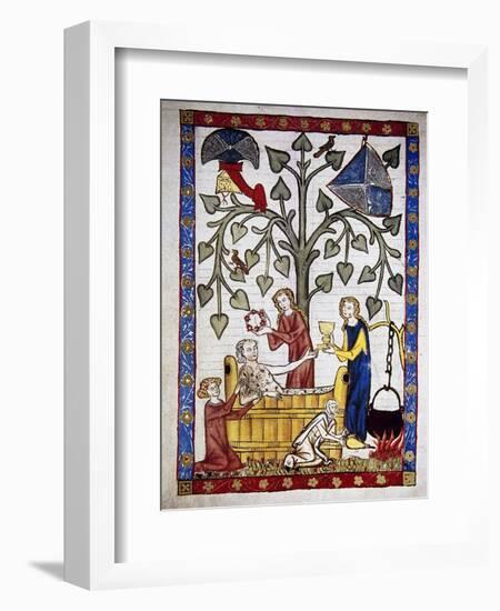 Ladies Preparing the Bath of Poet Jakob Von Warte. Codex Manesse (Ca.1300)-null-Framed Giclee Print