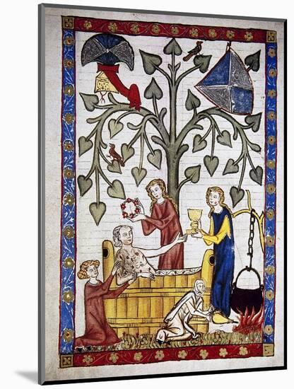 Ladies Preparing the Bath of Poet Jakob Von Warte. Codex Manesse (Ca.1300)-null-Mounted Giclee Print