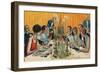 Ladies Read at Table-Charles Gibson-Framed Art Print