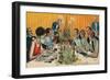 Ladies Read at Table-Charles Gibson-Framed Art Print