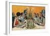 Ladies Read at Table-Charles Gibson-Framed Art Print