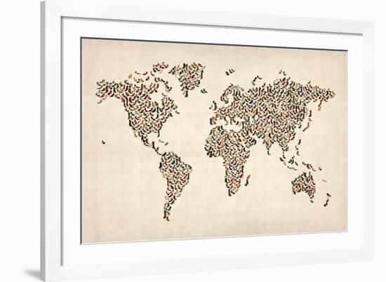 Ladies Shoes Map of the World Map-Michael Tompsett-Framed Art Print