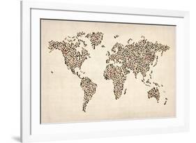 Ladies Shoes Map of the World Map-Michael Tompsett-Framed Art Print