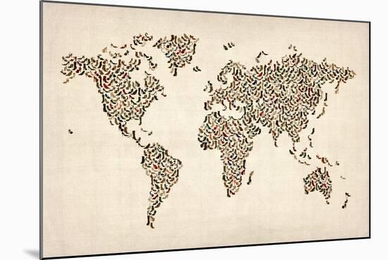 Ladies Shoes Map of the World Map-Michael Tompsett-Mounted Art Print