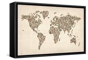 Ladies Shoes Map of the World Map-Michael Tompsett-Framed Stretched Canvas