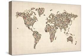 Ladies Shoes Map of the World Map-Michael Tompsett-Stretched Canvas