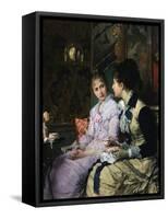 Ladies Taking Tea-Josef Scheurenberg-Framed Stretched Canvas