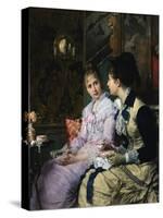 Ladies Taking Tea-Josef Scheurenberg-Stretched Canvas