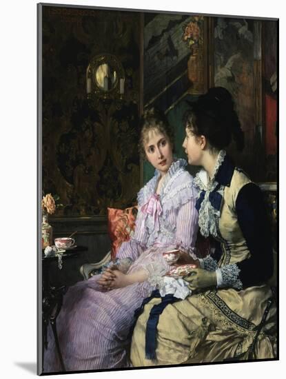 Ladies Taking Tea-Josef Scheurenberg-Mounted Premium Giclee Print