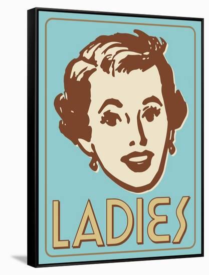 Ladies Turquoise-Retroplanet-Framed Stretched Canvas