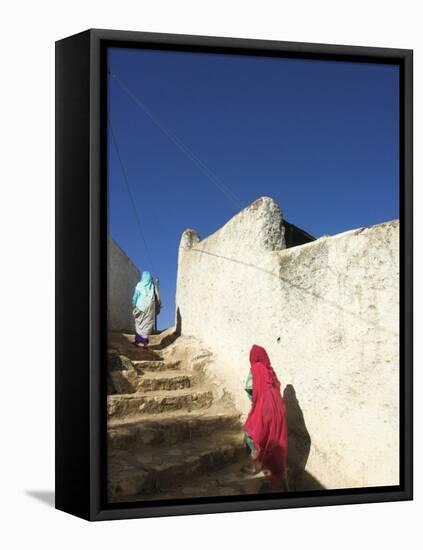 Ladies Walking in Steps, Old Town, Harar, Ethiopia-Jane Sweeney-Framed Stretched Canvas