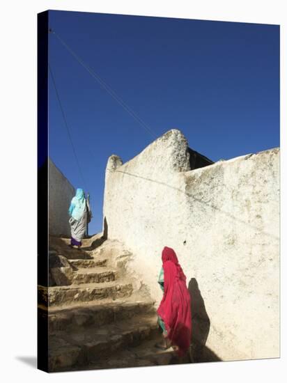 Ladies Walking in Steps, Old Town, Harar, Ethiopia-Jane Sweeney-Stretched Canvas