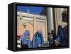 Ladies Wearing Blue Burqas Outside the Friday Mosque (Masjet-E Jam), Herat, Afghanistan-Jane Sweeney-Framed Stretched Canvas