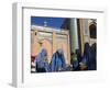 Ladies Wearing Blue Burqas Outside the Friday Mosque (Masjet-E Jam), Herat, Afghanistan-Jane Sweeney-Framed Photographic Print