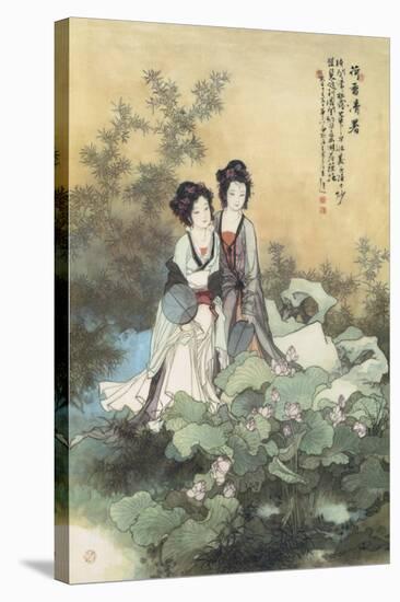 Ladies with Lotus Flowers-null-Stretched Canvas