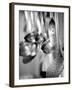 Ladles and Slotted Spoons Hanging up in a Kitchen-Huw Jones-Framed Photographic Print