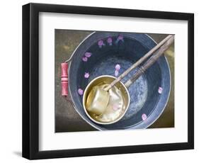 Ladling peach blossoms from a water pail-null-Framed Photographic Print