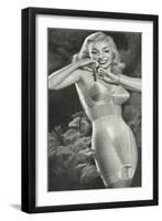 Lady Adjusting Brassiere Strap-null-Framed Art Print