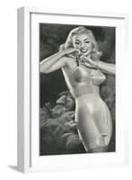 Lady Adjusting Brassiere Strap-null-Framed Art Print