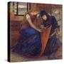 Lady Affixing Pennant to a Knight's Spear-Elizabeth Eleanor Siddal-Stretched Canvas