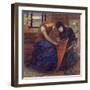 Lady Affixing Pennant to a Knight's Spear-Elizabeth Eleanor Siddal-Framed Giclee Print