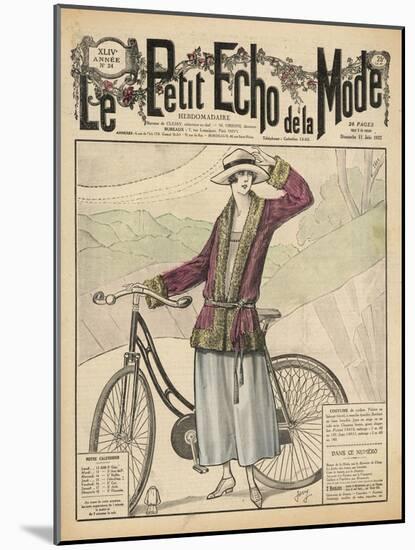 Lady and Bicycle-null-Mounted Art Print