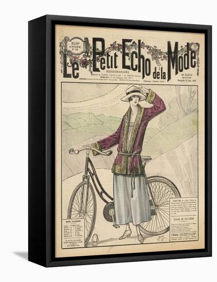 Lady and Bicycle-null-Framed Stretched Canvas