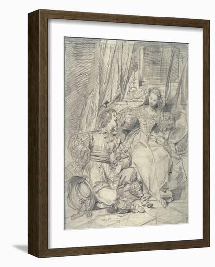 Lady and Cavalier, N.D.-Eugene Deveria-Framed Giclee Print