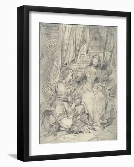 Lady and Cavalier, N.D.-Eugene Deveria-Framed Giclee Print