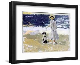 Lady and Dog on the Beach, 1906-Joaquín Sorolla y Bastida-Framed Premium Giclee Print