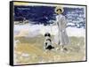 Lady and Dog on the Beach, 1906-Joaquín Sorolla y Bastida-Framed Stretched Canvas