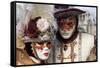 Lady and Gentleman in Red and White Masks, Venice Carnival, Venice, Veneto, Italy, Europe-James Emmerson-Framed Stretched Canvas