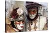 Lady and Gentleman in Red and White Masks, Venice Carnival, Venice, Veneto, Italy, Europe-James Emmerson-Stretched Canvas