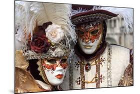 Lady and Gentleman in Red and White Masks, Venice Carnival, Venice, Veneto, Italy, Europe-James Emmerson-Mounted Photographic Print