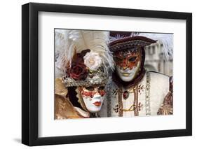 Lady and Gentleman in Red and White Masks, Venice Carnival, Venice, Veneto, Italy, Europe-James Emmerson-Framed Photographic Print