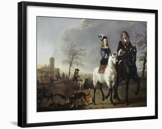 Lady and Gentleman on Horseback-Aelbert Cuyp-Framed Giclee Print