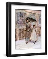 Lady and Her Maid, Street-Hugh Thomson-Framed Art Print