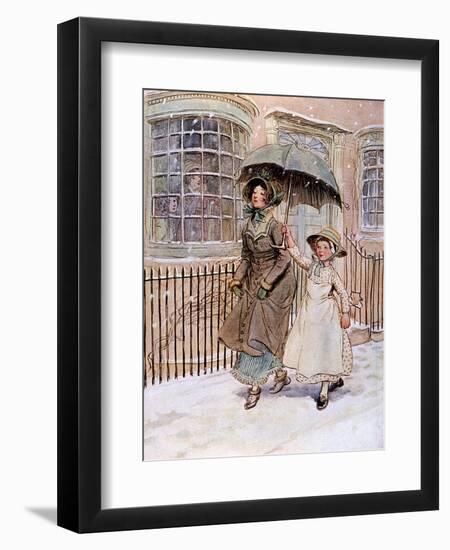 Lady and Her Maid, Street-Hugh Thomson-Framed Art Print