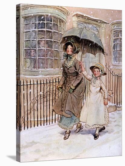 Lady and Her Maid, Street-Hugh Thomson-Stretched Canvas